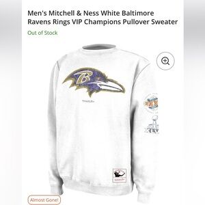 Mitchell & Ness White Baltimore Ravens Rings VIP Champions Pullover Sweater